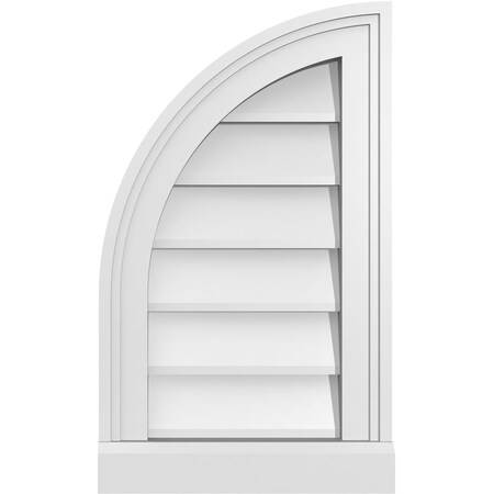 Ekena Millwork Quarter Round Top Left Surface Mount PVC Gable Vent w/ 2"W x 2"P Brickmould Sill Frame, 12"W x 20"H GVPQL12X2003SN